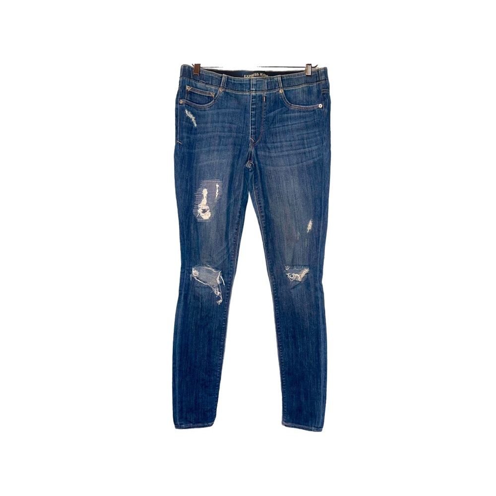 EXPRESS Distressed Pull On Mid Rise Jean Legging 6L